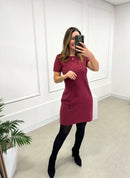 Vestido Liza | Suede com Manga Curta