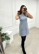 Vestido Liza | Suede com Manga Curta