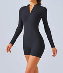 Macaquinho Fitness Manga Longa com Zíper Frontal | Celita