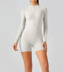 Macaquinho Fitness Manga Longa com Zíper Frontal | Celita