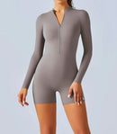 Macaquinho Fitness Manga Longa com Zíper Frontal | Celita