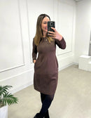 Vestido Raquel | Suede com Bolso e Pesponto