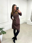 Vestido Raquel | Suede com Bolso e Pesponto