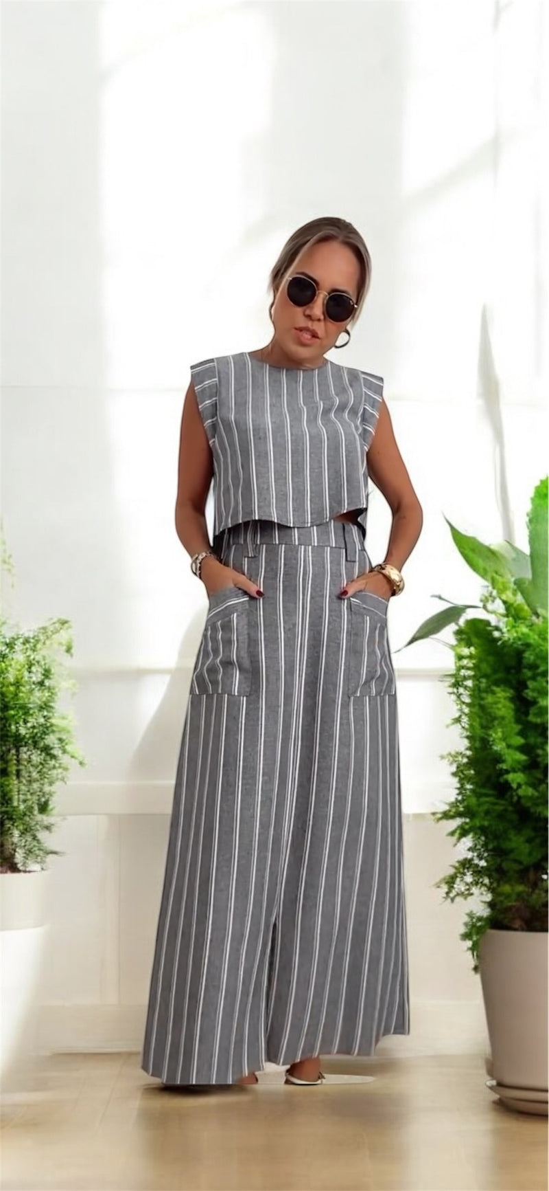Conjunto Feminino - Capri - Feito em 100% Linho Italiano