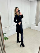 Vestido Raquel | Suede com Bolso e Pesponto