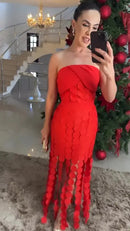 Vestido Rubi – Elegância e Sofisticação em Vermelho!