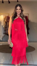 Vestido Violeta – Movimento e Glamour em Uma Só Peça